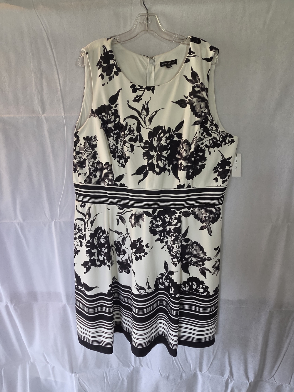 NWT Lane Bryant Black & White Floral Midi Sheath Dress